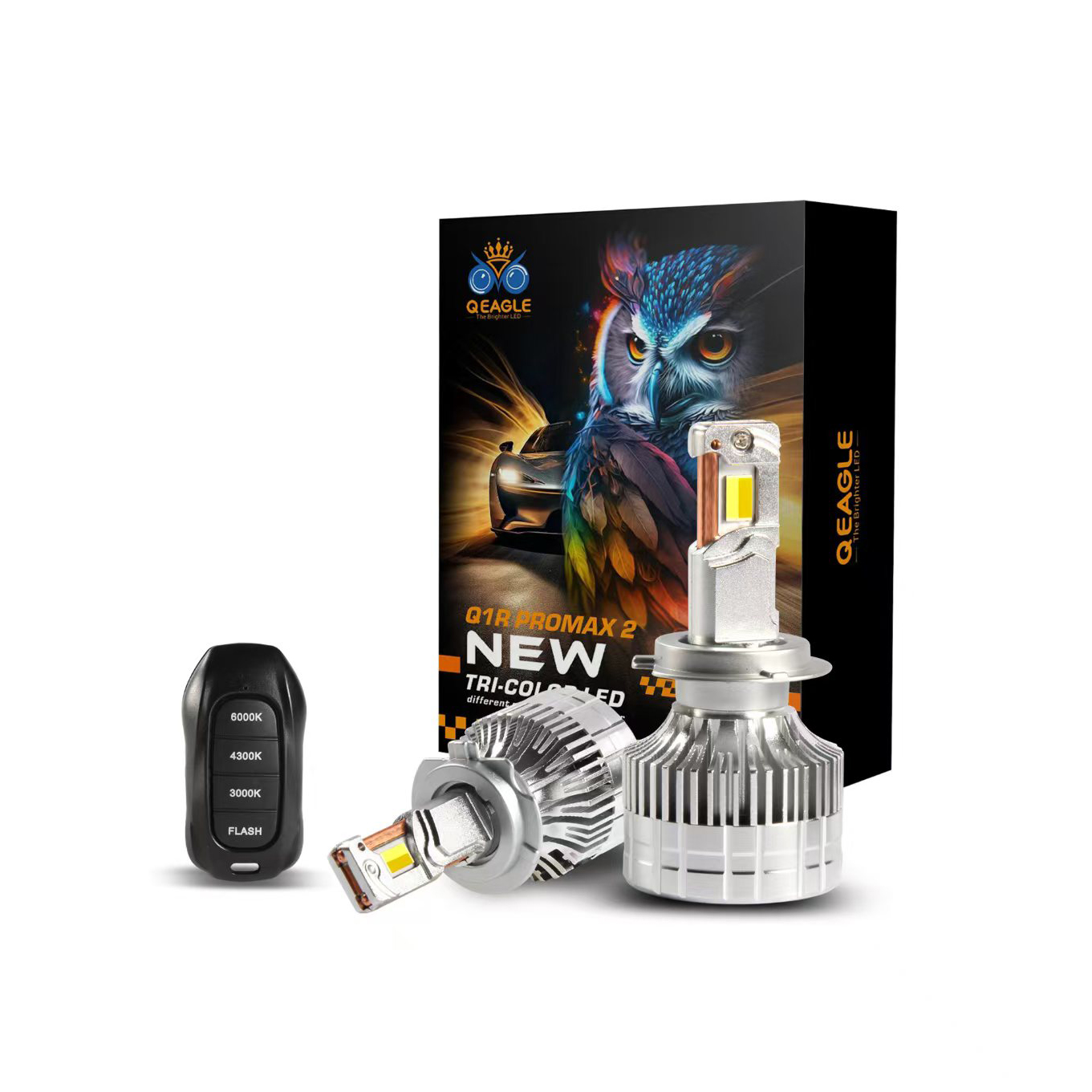 High Lumen LED Car Headlight Bulb CANBUS Decoding No Error Remote Control 3‑Color Automotive Lamp